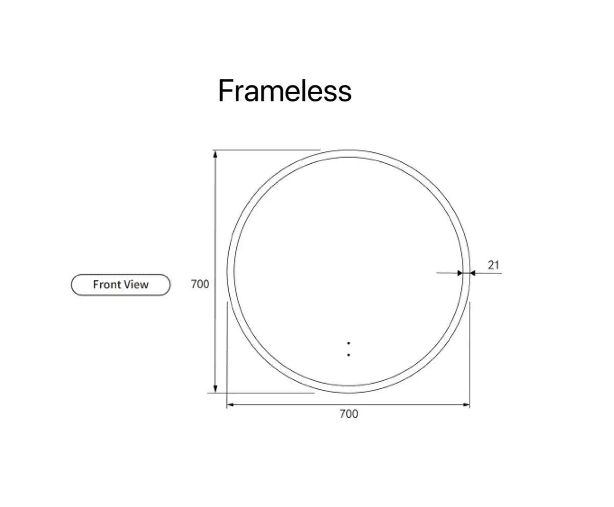 Round LED Mirror Touchless Switch with Demister 700mm / 900mm - Frameless / With Frame