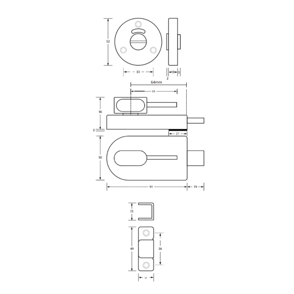 700 Ambulant Lock & Indicator Set in Satin Stainless Steel - 700_AMBLOCK_SS