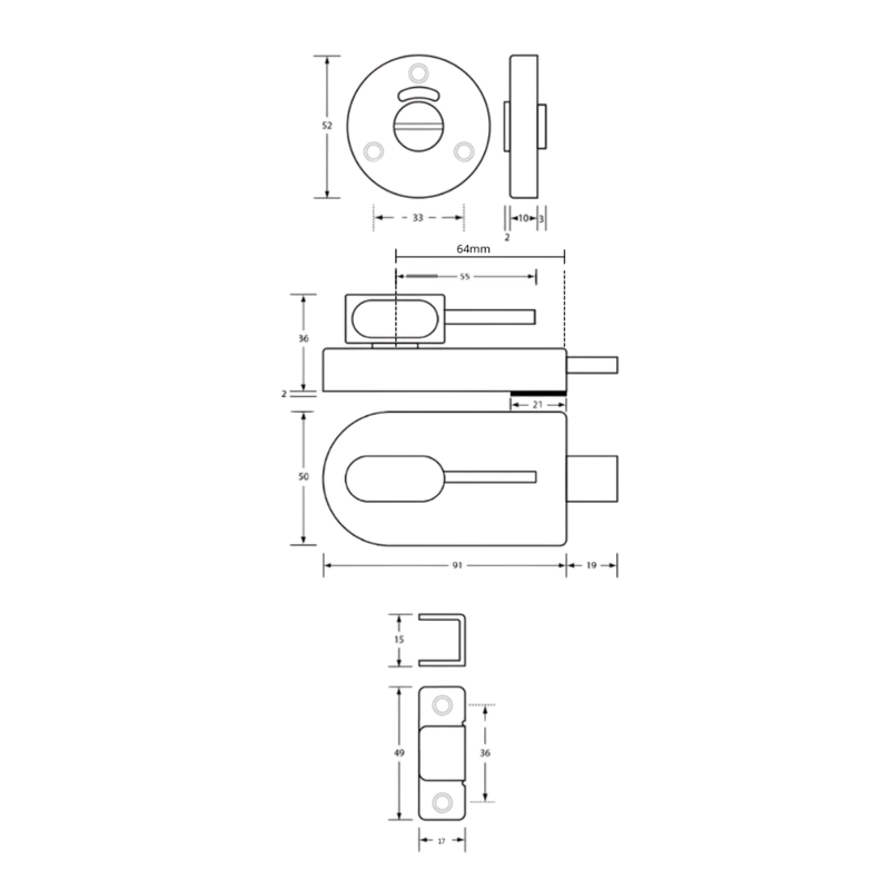 700 Ambulant Lock & Indicator Set in Satin Stainless Steel - 700_AMBLOCK_SS