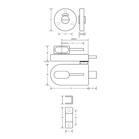 700 Ambulant Lock & Indicator Set in Satin Stainless Steel - 700_AMBLOCK_SS