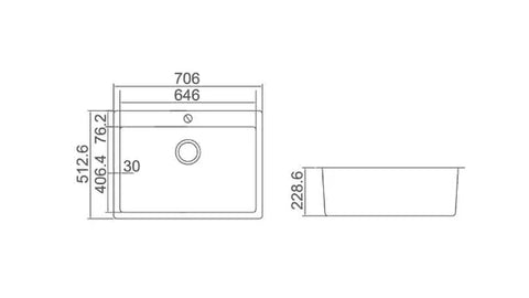 Single Bowl Topmount Kitchen / Laundry Sink With Tap Hole 706x512mm / 606x512mm / 510x510mm / 350x510mm- Stainless Steel