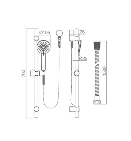 Project Round Rail Shower - Various Colours