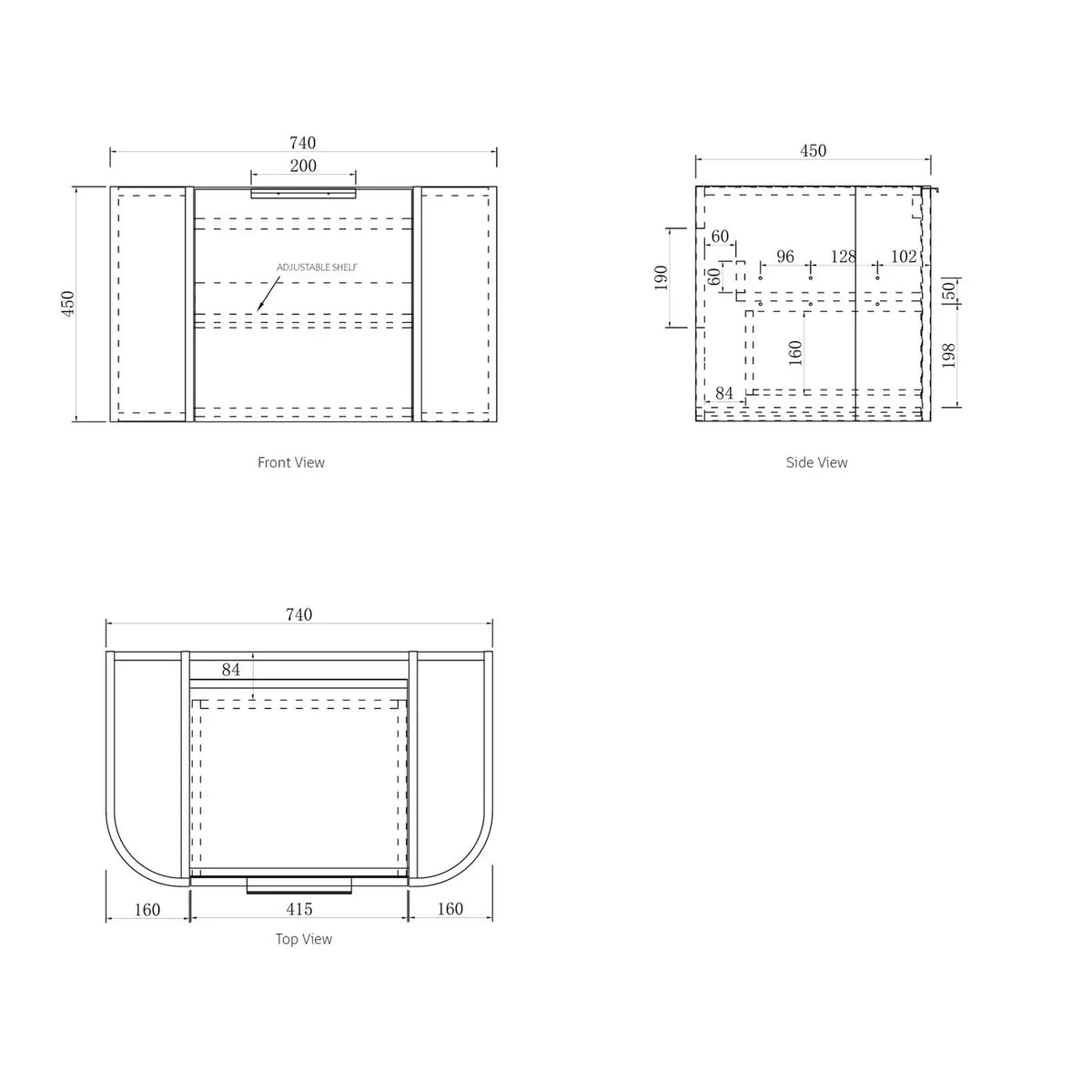 Wall-hung vanity cabinet