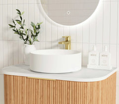 BV12WH Curved Flute Natural Oak Wall Hung Vanity - 600 / 750 / 900 / 1200 / 1500 / 1800mm