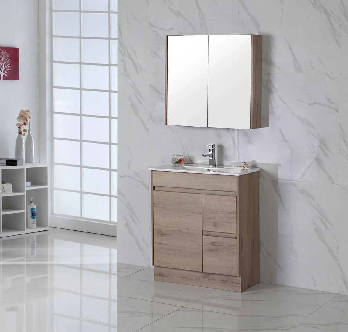 BV11 Slimline Dark Oak Fingerpull Freestanding Vanity