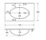 Gloss White Oval Bowl 465mm Depth Ceramic Vanity Top - Various Sizes
