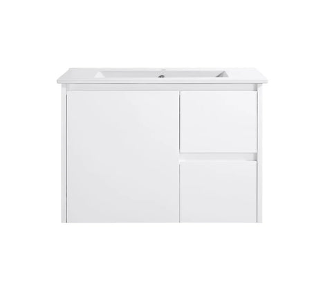 BV03WH Gloss White Fingerpull Wall Hung Vanity - 600 / 750 / 900 / 1200 / 1500 / 1800mm