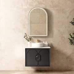 BV90WH Black Oak with Stone handle Wall Hung Vanity - 600 / 750 / 900 / 1200 / 1500 / 1800mm