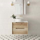 BV25WH Natural Oak Fingerpull Wall Hung Vanity - 600 / 750 / 900 / 1200 / 1500mm