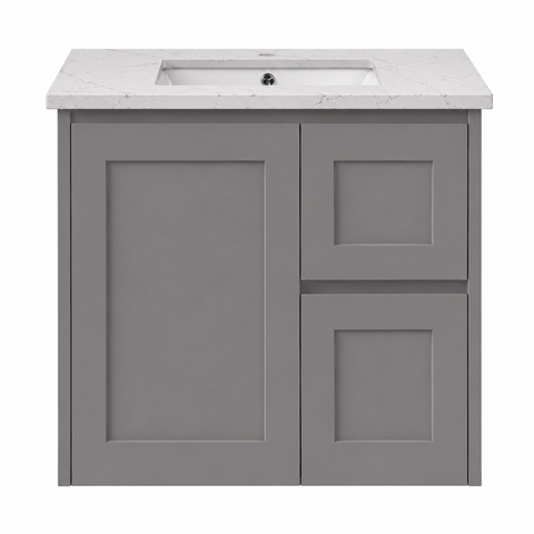 BV56WH (460mm Depth) Matte Grey Shaker Wall Hung Vanity - 600 / 750 / 900 / 1200 / 1500 / 1800mm
