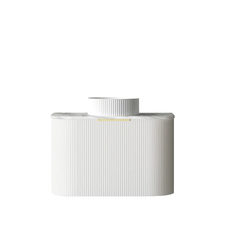 BV63WH Curved Fluted Matte White Wall Hung Vanity - 600 / 750 / 900 / 1200 / 1500 / 1800mm