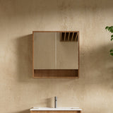 Timber Veneer Mirror Cabinet with Open Shelf Pencil Edge - 750/900/1200x750mm - Various Colours