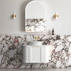 BV57WH Matte White Shaker Curved Wall Hung Vanity - 600 / 750 / 900 / 1200 / 1500 / 1800mm