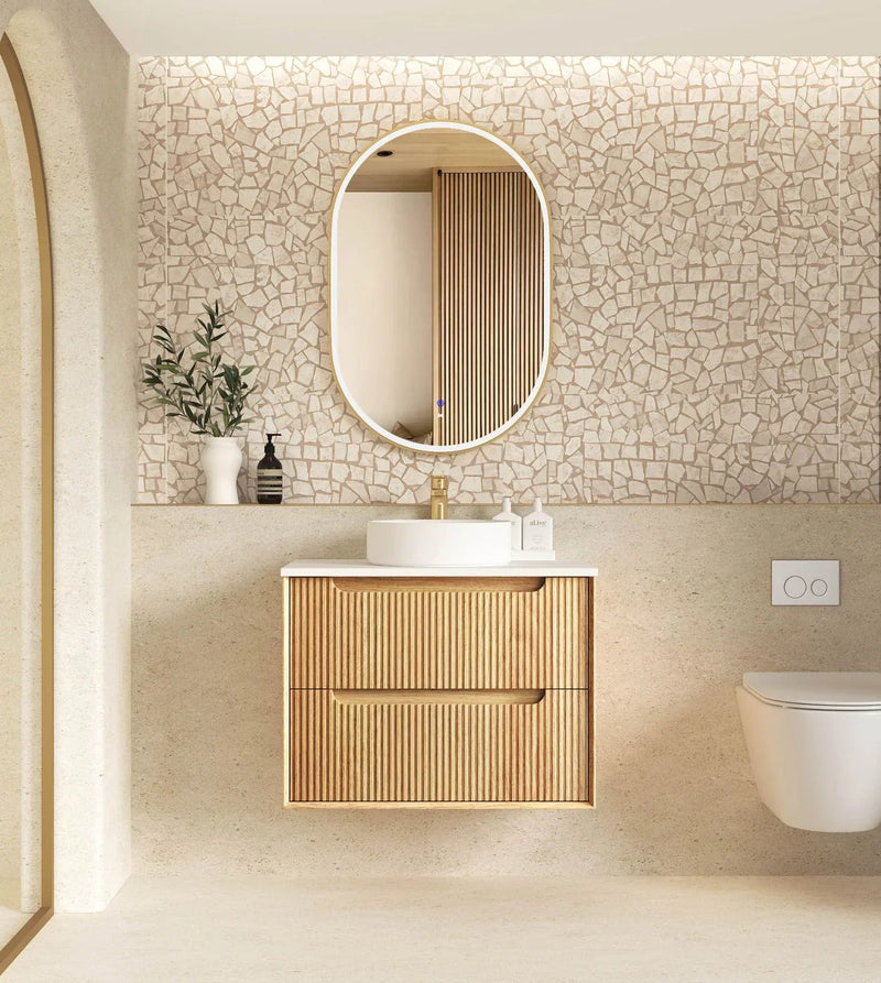 BV43WH Natural Oak Fluted Wall Hung Vanity - 600 / 750 / 900 / 1200 / 1500 / 1800mm