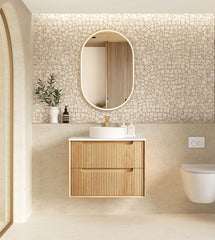 BV43WH Natural Oak Fluted Wall Hung Vanity - 600 / 750 / 900 / 1200 / 1500 / 1800mm