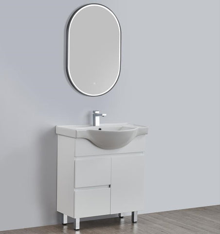 BV96 Gloss White Semi-Recessed Freestanding Vanity - 600 / 750 / 900mm
