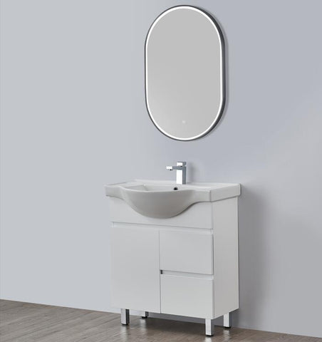 BV96 Gloss White Semi-Recessed Freestanding Vanity - 600 / 750 / 900mm
