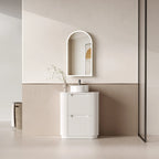 BV46 Fluted Matte White Curve Freestanding Vanity