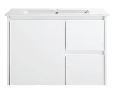 BV32WH Slimline (360mm depth) Gloss White Wall Hung Vanity - 600 / 750 / 900mm