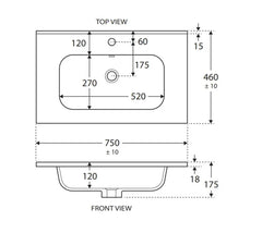 Premium - Matte White Soft Curve Bowl 465mm Depth Vanity Top - Various Sizes