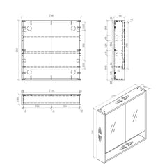 Timber Veneer Mirror Cabinet with Open Shelf Pencil Edge - 750/900/1200x750mm - Various Colours
