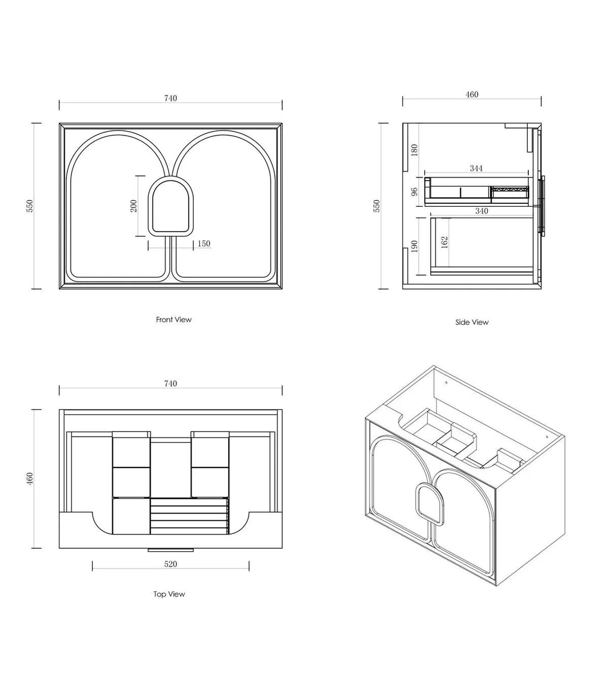 BV89WH Matte White with Stone handle Wall Hung Vanity - 600 / 750 / 900 / 1200 / 1500 / 1800mm