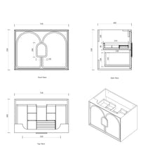 BV26WH Woodland Oak with Stone handle Wall Hung Vanity - 600 / 750 / 900 / 1200 / 1500 / 1800mm
