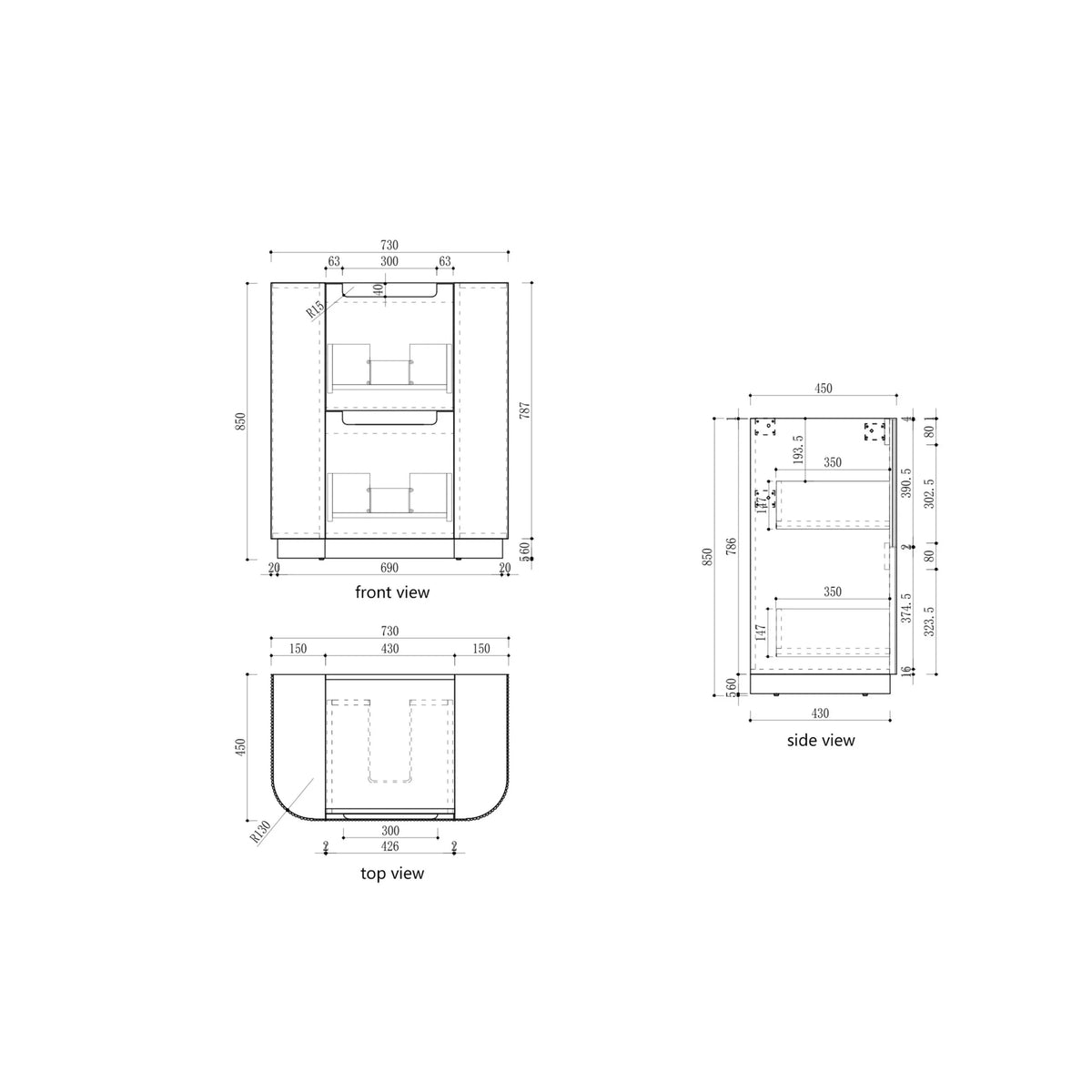 BV46 Fluted Matte White Curve Freestanding Vanity