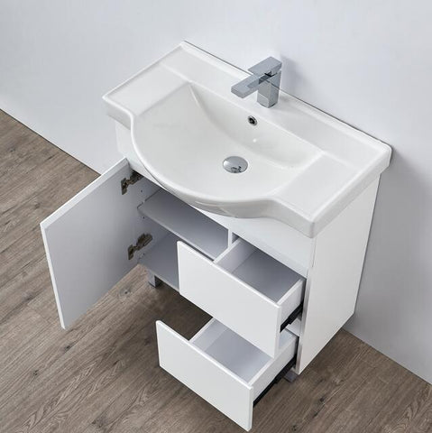 BV96 Gloss White Semi-Recessed Freestanding Vanity - 600 / 750 / 900mm