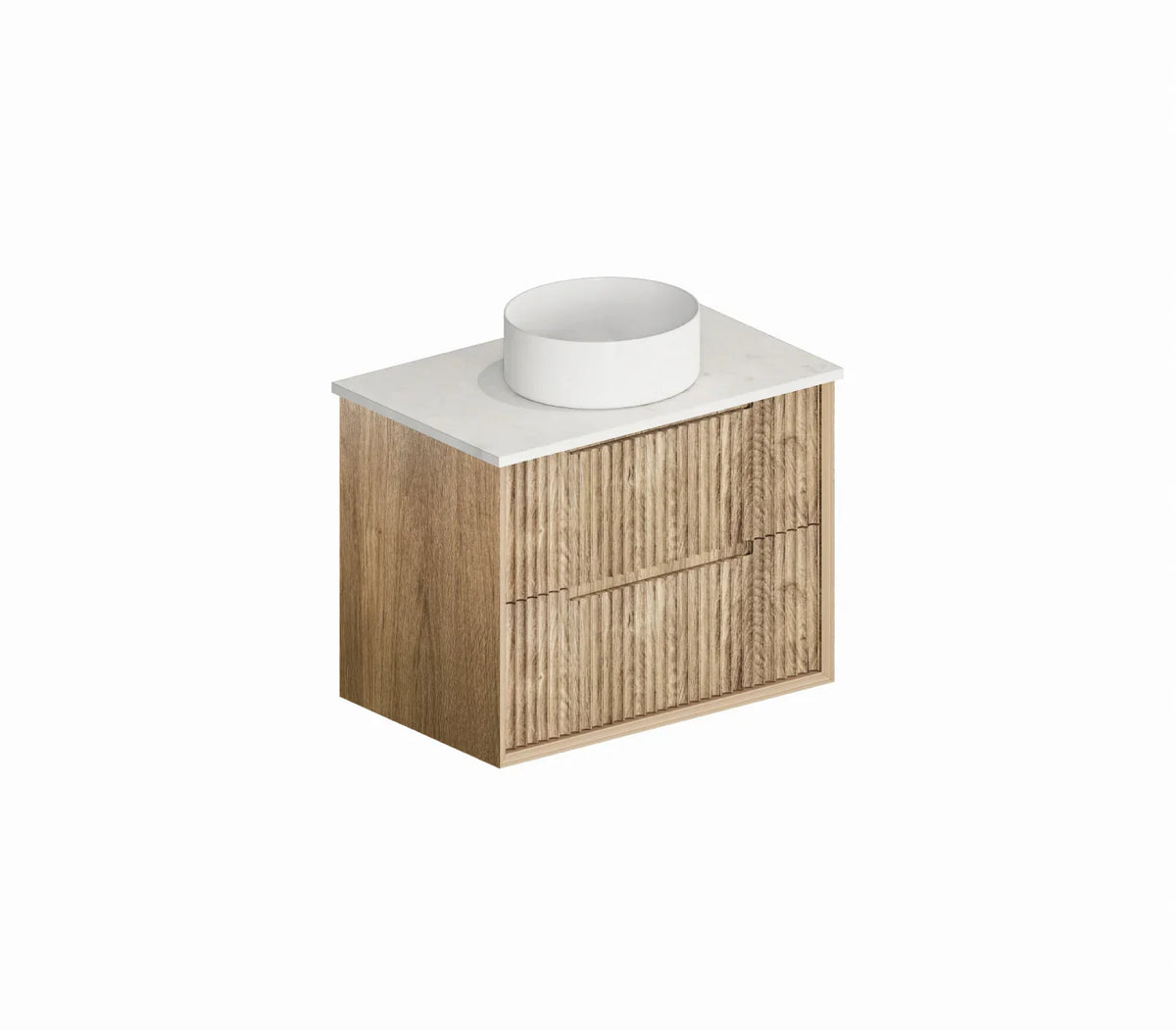 BV45WH Natural Oak Fluted Wall Hung Vanity -750 / 900 / 1200 / 1500mm