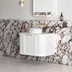 BV57WH Matte White Shaker Curved Wall Hung Vanity - 600 / 750 / 900 / 1200 / 1500 / 1800mm