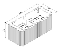 BV28WH Matte White Fluted Curve Wall Hung Vanity - 900 / 1200 / 1500mm