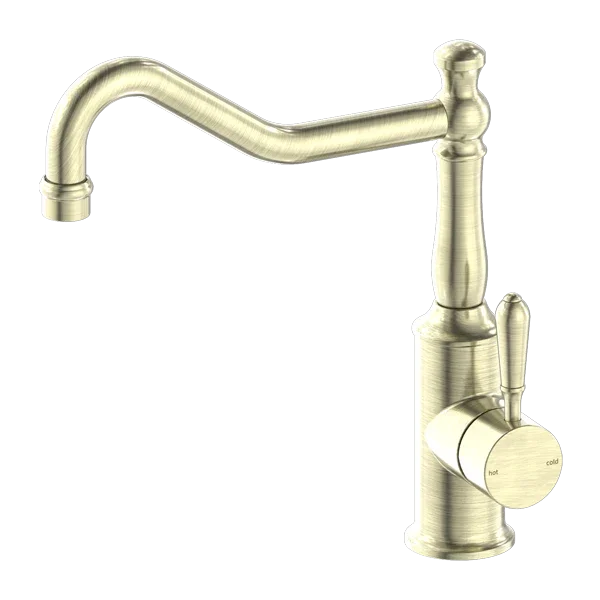 York Kitchen / Laundry Sink Mixer Hook Spout With Metal / Porcelain White Lever - Various Colours