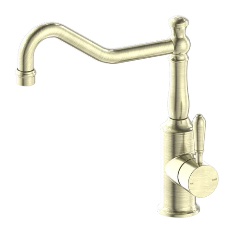 York Kitchen / Laundry Sink Mixer Hook Spout With Metal / Porcelain White Lever - Various Colours