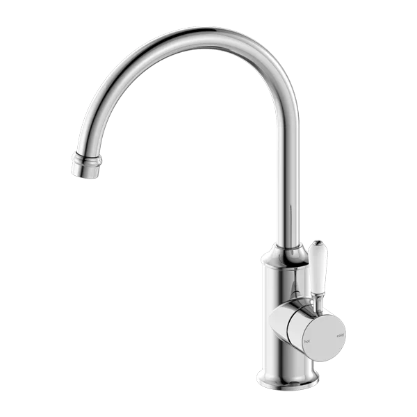 York Kitchen / Laundry Sink Mixer Goosneck Spout With Metal / Porcelain Lever - Various Colours