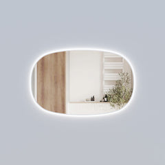 Oval Shape LED Mirror Touchless switch with Demister 1400x900mm - Frameless / with Frame