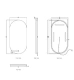 Oval LED Mirror Backlit 1200/1500/1800x750mm - Various Colors Frame