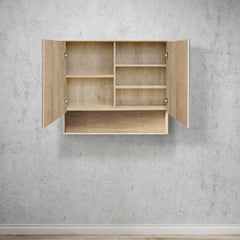 Mirror Cabinet with Open Shelf Pencil Edge - 600/750/900/1200/1500x800mm - Various Colours