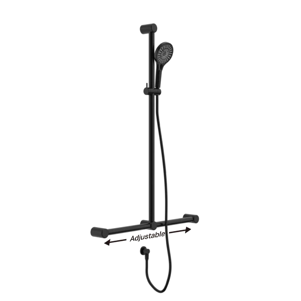 Nero Mecca Care T Bar Grab Rail and Adjustable Rail Shower - Various Colours
