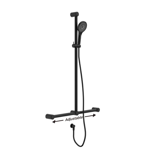 Nero Mecca Care T Bar Grab Rail and Adjustable Rail Shower - Various Colours