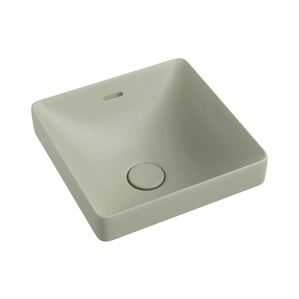Tranquil Square Semi-Inset Ceramic Basin with Overflow 345x345mm - Various Colours
