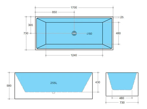 Multi Fit Corner Back to Wall Freestanding Bath 1000 / 1200 / 1300 / 1400 / 1500 / 1700mm