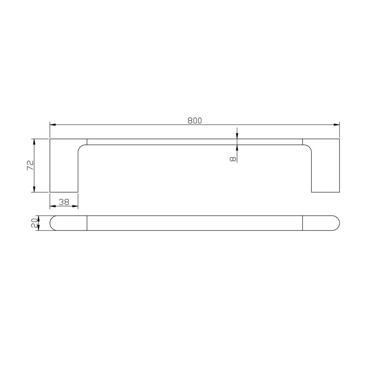 Liano Single Towel Rail 600mm / 800mm - Various Colours