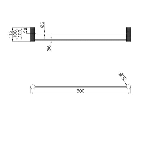 Opal Cross Hatched Double Towel Rail 600mm / 800mm - Various Colours