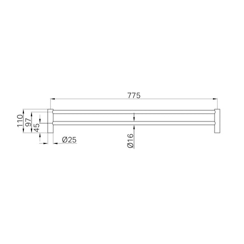 Mecca New Double Towel Rail 600mm / 800mm - Various Colours