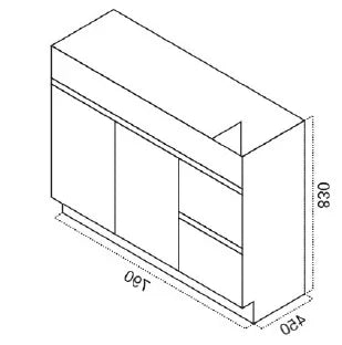 BV03 Gloss White Fingerpull Freestanding Vanity - 600 / 750 / 800 / 900 / 1000 / 1200 / 1500 / 1800mm