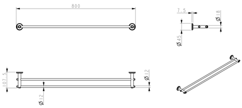 Heritage Style Double Towel Rail 600mm/800mm - Various Colours