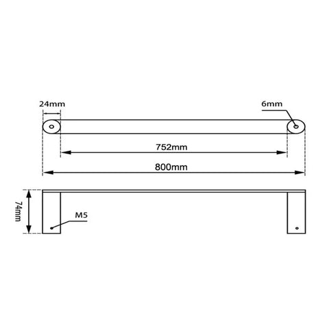 EMPIRE Single Towel Rail 600mm / 800mm - Various Colours