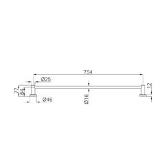 Round Single Towel Rail 600 / 750 / 800 / 900mm - Various Colours