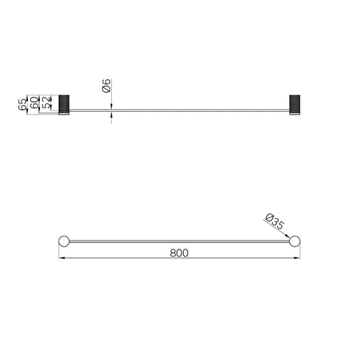 Opal Cross Hatched Single Towel Rail 600mm / 800mm - Various Colours